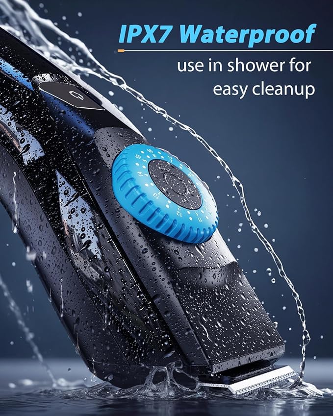 40 Precisions Electric Beard Trimmer for Men, Mens Grooming Trimmer for Beard, Mustache, Face and Ear Hair, Multi-Series Clipper, Waterproof, USB C Charging, Soft Pouch (Blue + Black)