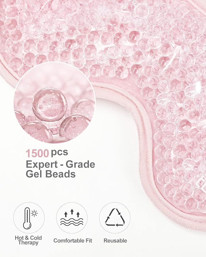 Luxtude Gel Eye Mask 2PCS, Reusable Cooling Eye Masks for Sleeping, Hot Cold Eye Ice Pack Sleep Mask, Frozen Cold Eye Compress for Puffiness/Dark Circles/Headaches/Dry Eyes/Stress Relief (Pink)