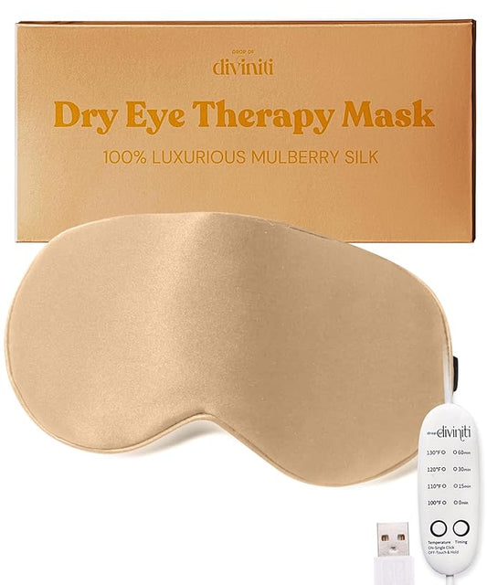 Heated Eye Mask for Dry Eye Relief - Stye Eye Treatment, Warming Eye Mask for Dry Eyes Mask Warm Compress for Eyes, Sinus Mask Heated Eye Patch - Dry Eye Mask Moist Heat Electric Warming - Champagne