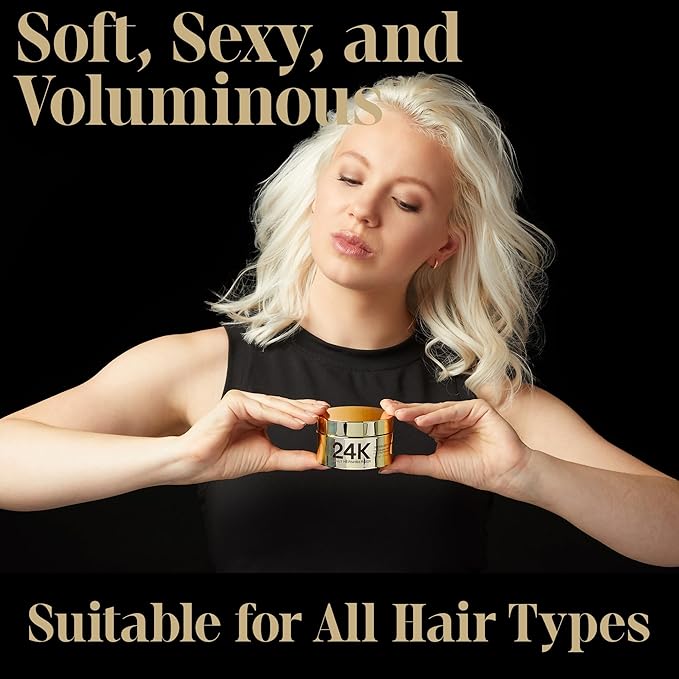 Sally Hershberger 24K Hair Texturizing Paste for Men & Women - Premium High Shine Pomade - All Day Hold - Hydrating & Volumizing - For Styling & Finish with Golden Pearl, Mica - All Hair Types - 1.7oz