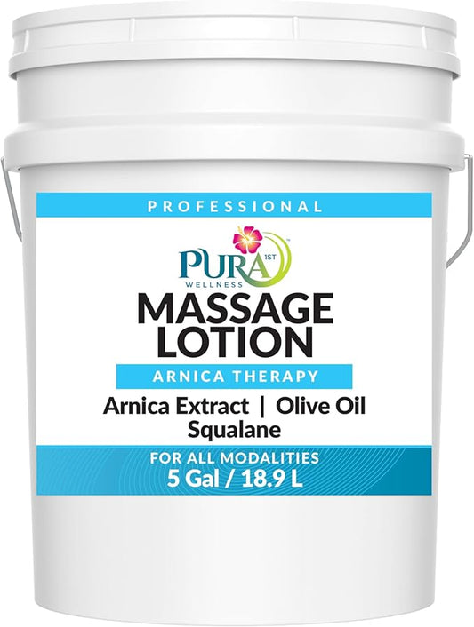 Wellness Professional Arnica Therapy 5 Gallon Massage Lotion, Lotion for Bruising, Olive Oil, Arnica Extract, Unscented, Hypoallergenic, Natural, Skin Moisturizing and Hydrating, Deep Tissue