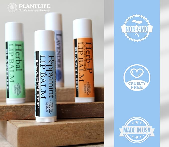 Plantlife Herbal Lip Balm - Organic Lip Balm Made with Beeswax, Calendula & Chamomile - Soothing Lip Balm for Chapped Lips - Helps Moisturize Lips & Works on Minor Cuts & Scrapes - Made in California