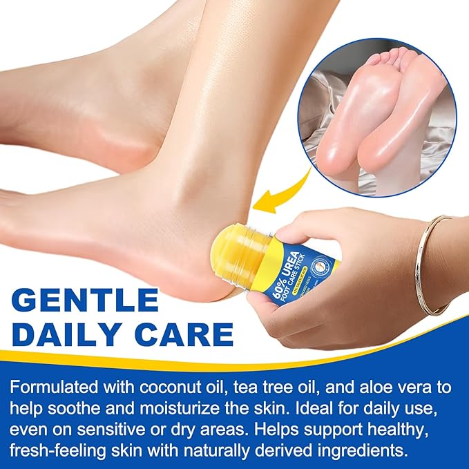 Urea Cream 60% Hydrating Foot Care Stick 2Pack, 1.41 Fl Oz Foot Cream Moisturizer for Dry Cracked Feet & Hands, Feet Lotion Fast Repairs Rough Heels, Callus Remover
