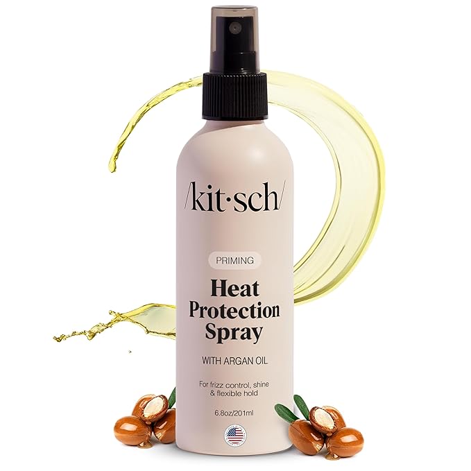 Kitsch Heat Protection Spray for Hair – Heat Protectant for Hair with Argan Oil – Styling Hair Spray for Frizz Control, Shine & Damage Protection – Protects Strands Up to 450°F – 6.8oz