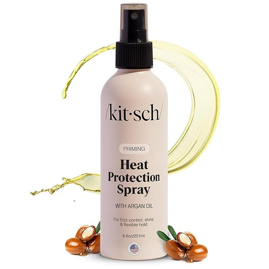 Kitsch Heat Protection Spray for Hair – Heat Protectant for Hair with Argan Oil – Styling Hair Spray for Frizz Control, Shine & Damage Protection – Protects Strands Up to 450°F – 6.8oz