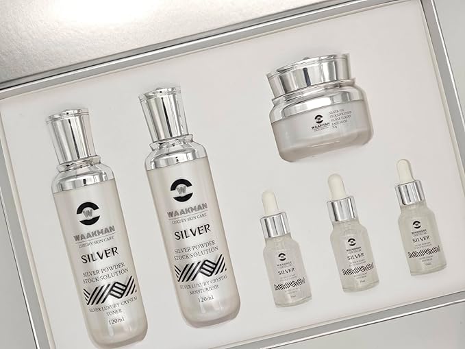 Luxury Skin Care Silver Solution, Facial Cream, Moisturizer, Toner and Serum