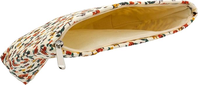 PAZIMIIK Makeup Bag Large Zipper Corduroy Make Up Pouch for Purse Travel Canvas Cosmetic Organizer for Women Brush Storage,Floral White