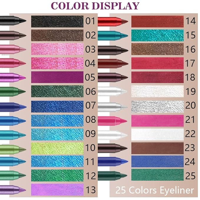 evpct Blue Glitter Eyeliner Pencil for Eyes, Navy Sky Blue Metallic Shimmer Eye Liner Pencil Makeup Waterproof Smudge Proof, Colored Gel Waterline Eyeliner, Face Eye Paint Stick Halloween Makeup 09