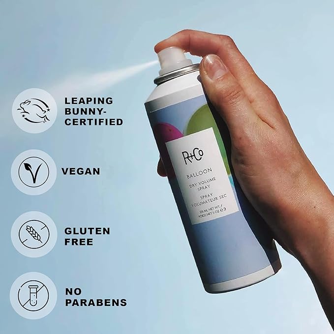 R+Co Balloon Dry Volume Hair Spray Travel Size | Instant Volume, Texture and Shine | Long-Lasting, Ultra-Light Spray for Fine Hair | TSA Approved | Set of 2