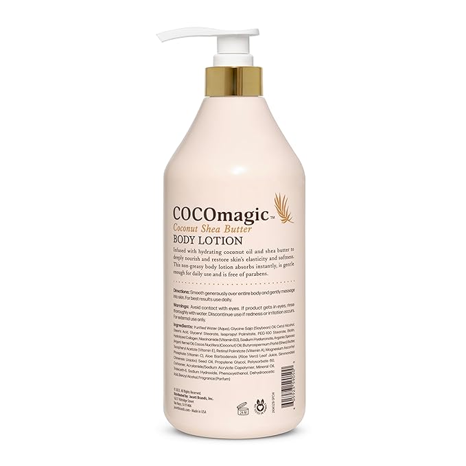Cocomagic Coconut Shea Butter Body Lotion | Deeply Hydrating & Non-Greasy Moisturizer for Soft, Smooth Skin | Paraben-Free & Gentle for All Skin Types (32 Fl Oz)
