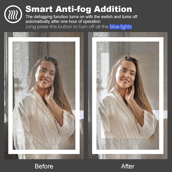 Amorho LED Bathroom Mirror Large 88" X38" with Front Light and Backlit, Stepless Dimmable Wall Mirrors with Anti-Fog, Shatter-Proof, Memory, 3 Colors, Double LED Vanity Mirror