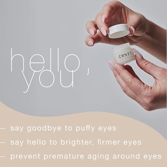 CRVFT Under Eye Cream | Brighten Dark Circles/Reduce the Appearance of Puffy Eyes | Peppermint Scented w/Caffeine | 30-Day Supply [.25 ounces]