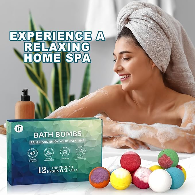 Bath Bombs Birthday Gift for Women Mom Her Daughter Wife Set - 12Pack Handmade Natural & Organic, Spa Relaxing Birthday Gifts for Men, Aromatherapy Bubble Bath, Amazing Present for Kids