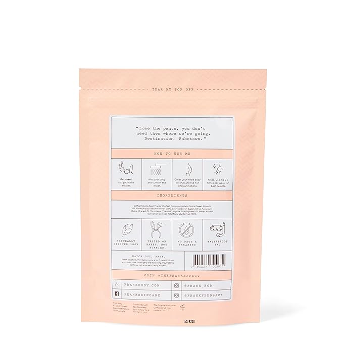 Frank Body Original Coffee Scrub | Natural, Vegan, Cruelty Free Exfoliating Body Scrub Fights Breakouts and Fades Scars & Marks with Coffee Grinds, Sweet Almond Oil, and Vitamin E | 7.05 oz / 200 g
