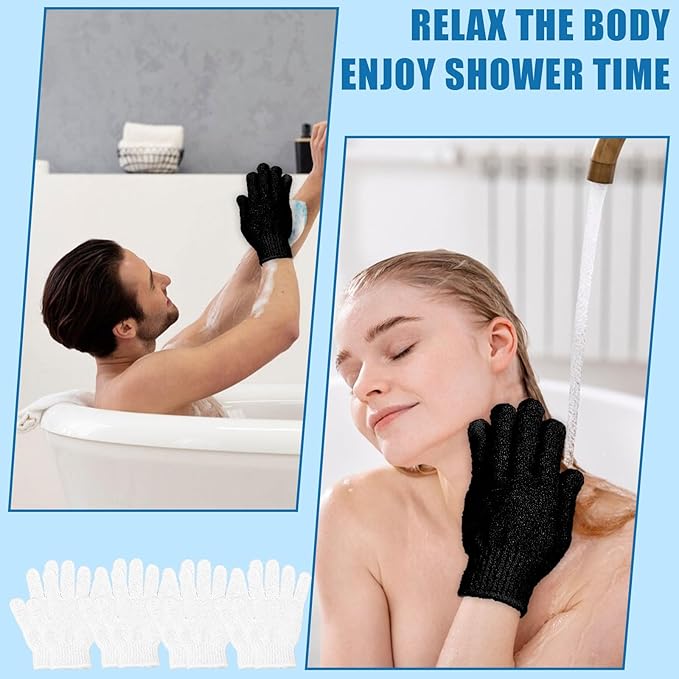 60Pcs Exfoliating Gloves Bulk, Exfoliating Body Scrubber Glove Exfoliator for Body Scrub Mitt, Bath Gloves for Shower Exfoliating Shower Gloves for Women Bathing Accessories(Black)