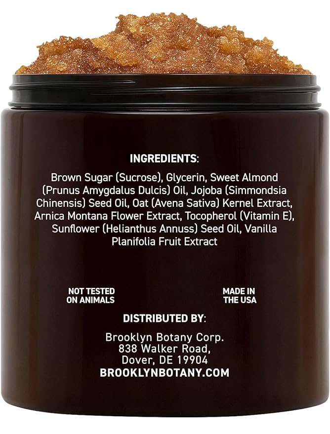 Brooklyn Botany Brown Sugar Body Scrub - Moisturizing and Exfoliating Body, Face, Hand, Foot Scrub - Fights Acne, Fine Lines & Wrinkles, Great Gifts For Women & Men - 10 oz