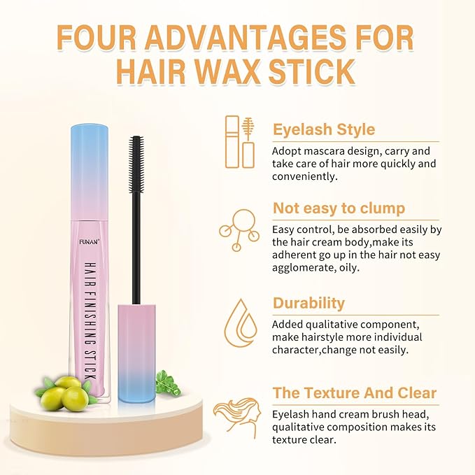 7Pcs Hair Wax Set for Non-Greasy Styling - Includes Wax Sticks, Finishing Sticks, Styling Combs, and Elastic Bands