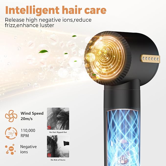 7 in ONE Hair Dryer Brush, Powerful Blow Dryer Brush with Auto- Wrap Curler, Detachable Fast Drying, Volumizing, Curling, Straightening, Ionic Hair Dryer with Diffuser, Hair Styling Tools 100-120V