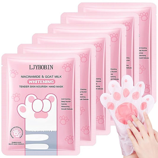 6PCS Hydrating Hand Mask Gifts Set,Intensive Cute Hand Masks for Dry Cracked Hands,Gentle Long Lasting Hand Masks Moisturizing Gloves for Soft and Smooth Touch Hands