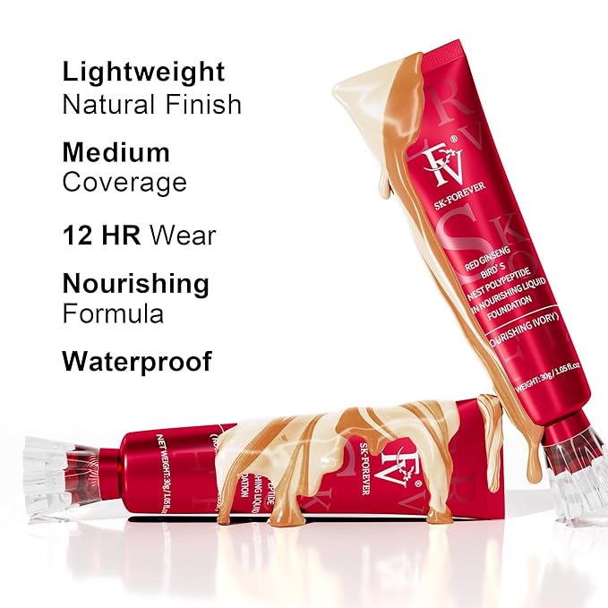 FV 2 Pack Hydrating Liquid Foundation Makeup, Waterproof & Lightweight, Natural Finish with Medium Coverage, Ideal for Dry and Normal Skin (Nourishing Toffee)