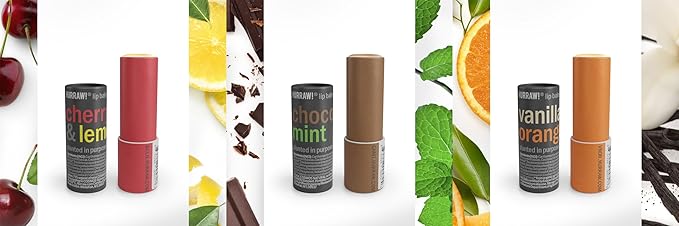 Hurraw! Cherry Lemon, Chocolate Mint & Vanilla Orange Lip Balm 3 Pack Bundle: Plastic-Free with new cardboard push-up tube. Certified Organic, Natural & Vegan. Bee, Shea, Soy & Palm Free. Made in USA