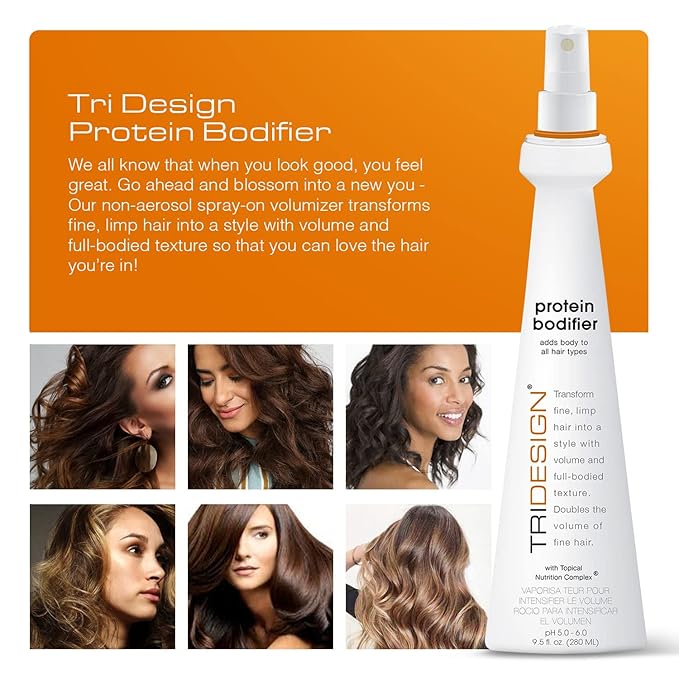 TRI Design Protein Bodifier - Volumizing Hairspray for Full-Bodied Texture - Ideal for All Hair Types - Nourishes and Enhances Hair for Lift, and Body to Fine, Thin, or Limp Hair - 9.5 oz
