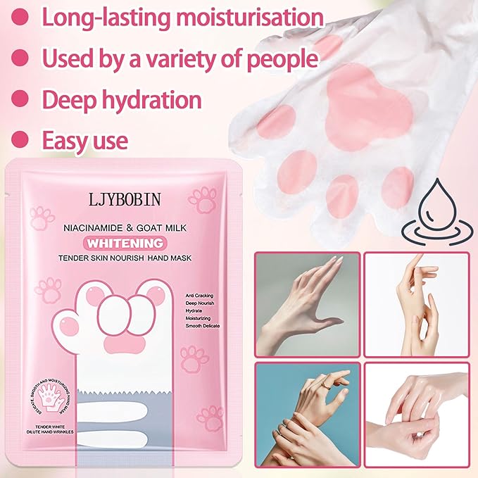 6PCS Hydrating Hand Mask Gifts Set,Intensive Cute Hand Masks for Dry Cracked Hands,Gentle Long Lasting Hand Masks Moisturizing Gloves for Soft and Smooth Touch Hands