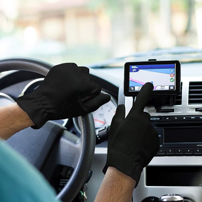 Evridwear 100% Cotton Touchscreen Moisturizing Beauty Gloves with Elastic Cuff, Natural Cosmetic Therapy Gloves for Eczema SPA Dry Hands Care Overnight (Black, Medium) 2 Pairs