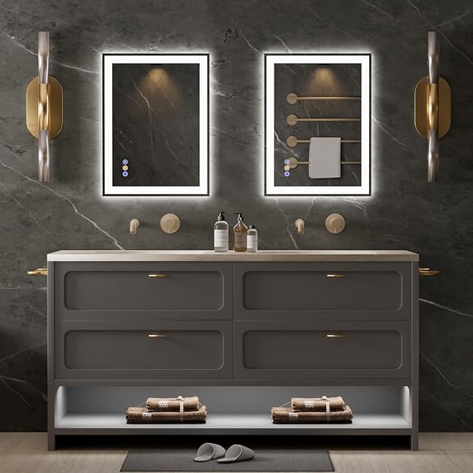 28"x 36" LED Mirror for Bathroom, Front and Backlit Controlled Separately LED Vanity Mirror with Lights, Wall-Mounted LED Smart Mirror, 3 Colors, Stepless Dimmable, Anti Fog, Memory (UL ETL)