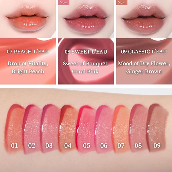 BBIA L’EAU Tint – Glossy & Glow Lip Stain, Watery Lip Tint, Non-Sticky, High Shine Finish, Long-lasting, Moisturizing, Lightweight, Natural, Daily Use, Vegan, Korean Lip Makeup (09 CLASSIC L'EAU)