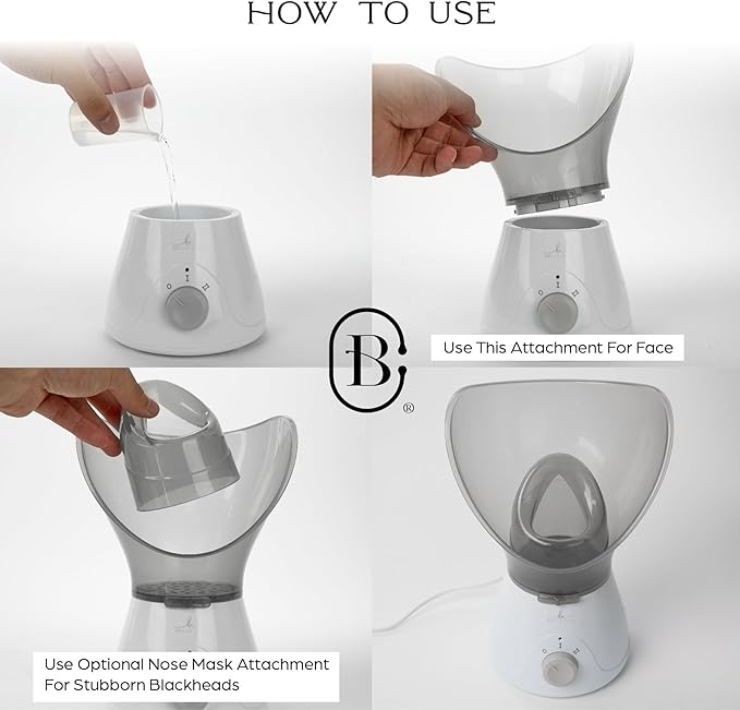 Bella Ciao 11-Piece Gentle Face Steamer Set with 2 Settings, At-Home Facial Spa Kit with Accessories, Facial Essentials, Includes Cleansing Brush and Blackhead-Remover Tools for Deep Pore Cleaning