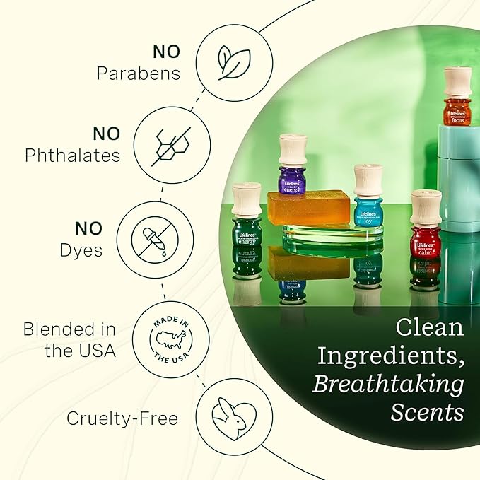 Lifelines Essential Oil Blends, 4-Pack - Blended Essential Oils with Precision Pump for Aromatherapy Diffusers - Long-Lasting Scented Fragrance - Citrus Grove (Joy, Calm, Focus & Energy)