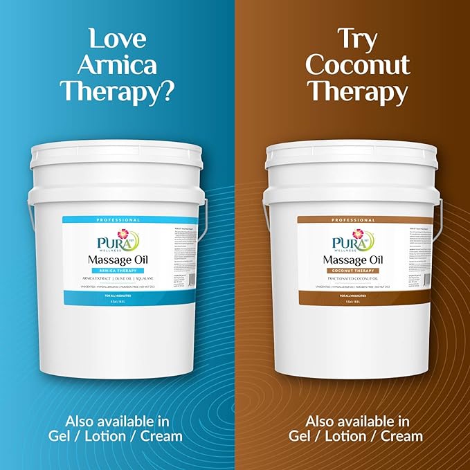 Wellness Professional 5 Gallon Arnica Massage Oil, for Bruising, Unscented Deep Tissue Massage Oil for Therapy, Hypoallergenic, for Physical Therapy, Natural, Skin Moisturizing