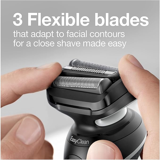 Braun Electric Razor for Men, Waterproof Foil Shaver, Series 5 5050cs, Wet & Dry Shave, with Beard Trimmer and Body Groomer, Rechargeable, Charging Stand Included, Blue