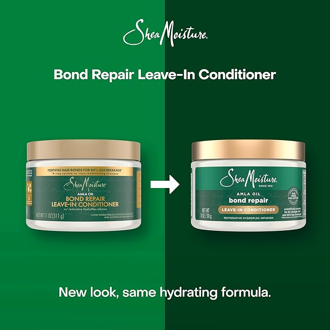 SheaMoisture Bond Repair Leave-In Conditioner AmlaOil Protects Against Damage & Strengthens Hair Bonds with Hydroplex Technology & AmlaOil For Less Breakage with Restorative HydroPlex Infusion 11fl oz