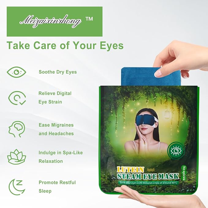10PCS Steam Eye Mask, Relieve Eye Fatigue, Can be Used for Eye Relaxation, Jet Lag or Insomnia, Disposable Heated Steam Eye Mask, Rich in Nutrients Heated to Promote Absorption (Fragrance-Free)