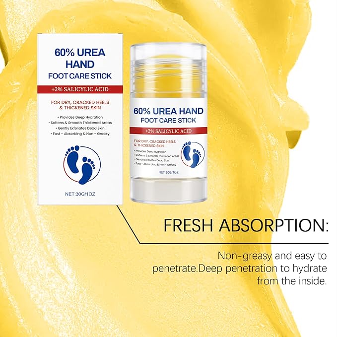 60% Urea Cream with 2% Salicylic Acid Foot Balm, Portable Hand Cream, Foot Cream for Dry Cracked Heels and Feet Hand, Urea Heel Care Stick Callus Remover & Skin Softener, 1oz*2