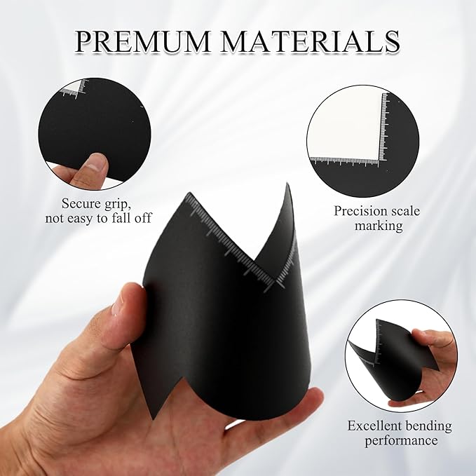 6 Pcs Enhancement Card for Barbers with Measurement Indicator, Reusable Beard Shaper and Hairline Shaping Tool to Clean Barber Accessories Color Spray Edge Line Up Tool (Black)