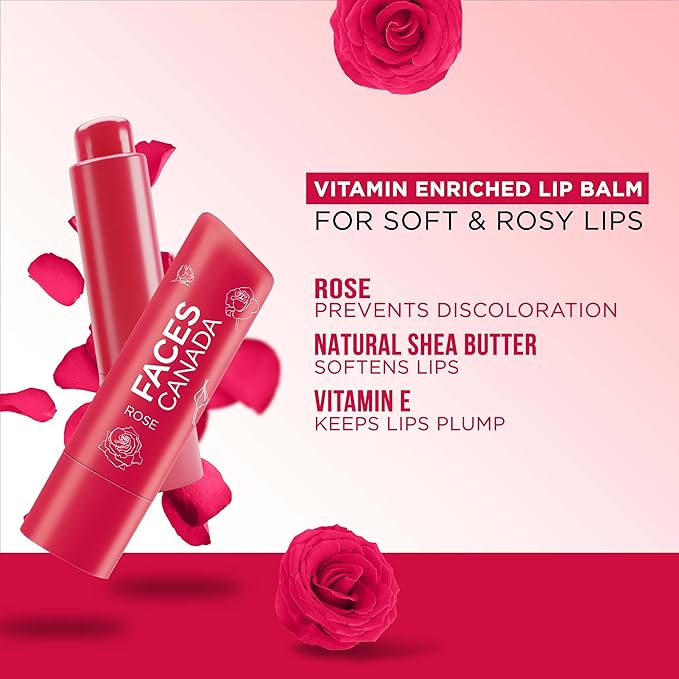 Red Tinted Lip Balm - Rose Petal | SPF 15 | 12 Hour Moisture | Rosy Soft Lips with Shea Butter & Vitamin E | Deep Nourishing for Dry Chapped Lips | 0.16 Oz/4.5g