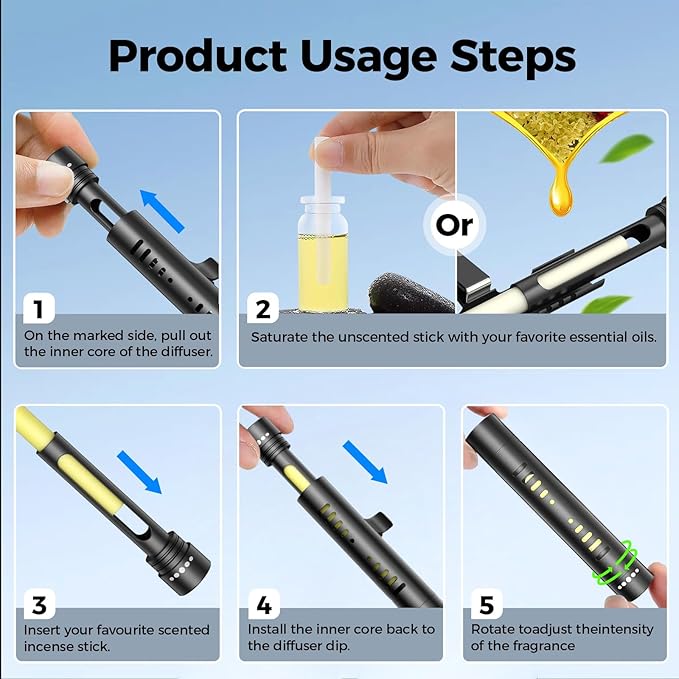 2pcs Car Perfume Diffuser With 12 Odorless Refill Sticks,Essential Oil Car Diffuser Suitablefor:Car,Bathroom,OfficeScenario,Cloakroom,Bedrooms,Birthday(Black)