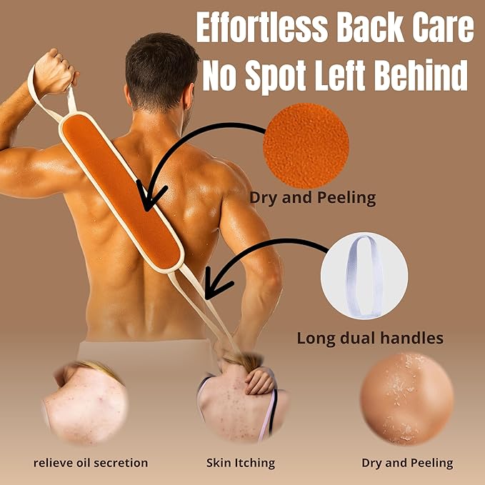 Exfoliating Glove Set (Original) – 3 Pieces Moroccan Hammam Scrub Mitts for Face, Body & Back – Deep Skin Cleansing & Dead Skin Removal – Reusable Spa Exfoliator – Assorted Colors (ORANGE)