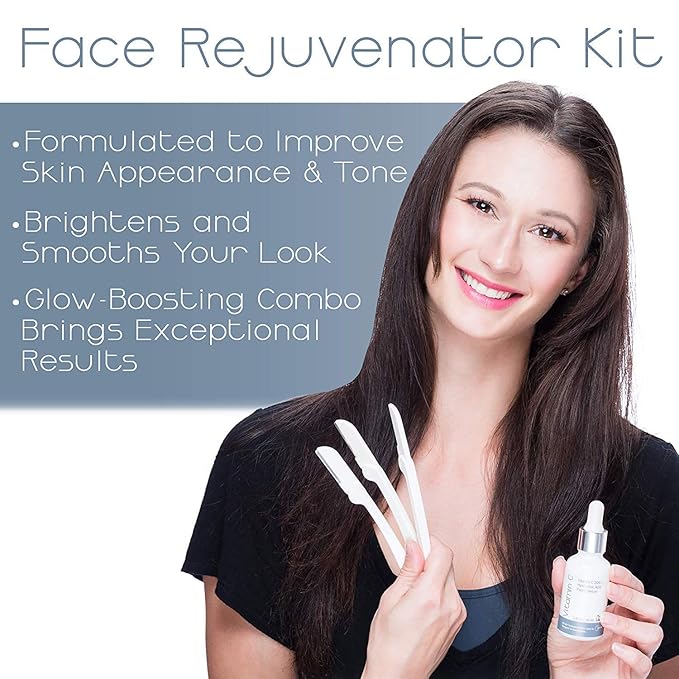 Dermaplaning Tool – Practical Eyebrow, Face and Peach Fuzz Hair Removal Razors for Women - With Vitamin C Facial Serum - 3 Pack Dermaplane Razor Blades