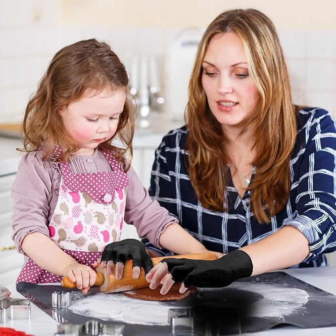 Geyoga 6 Pairs Fingerless Moisturizing Gloves Eczema Cotton Gloves for Adults Half Finger Touchscreen Lotion Overnight Dry Hands for Women Sleeping(Black)