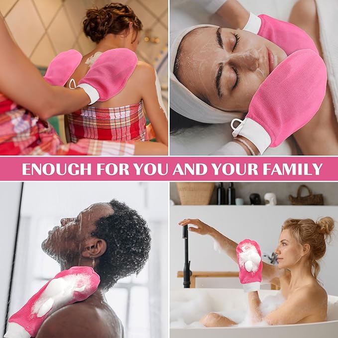 20 Pcs Exfoliating Glove Bulk Summer Exfoliator Mitt Body Scrubber 150d Viscose Fiber Deep Skin Korean Scrub Mitt for Spa Massage Dead Skin Remover for Men and Women(Rose Red)