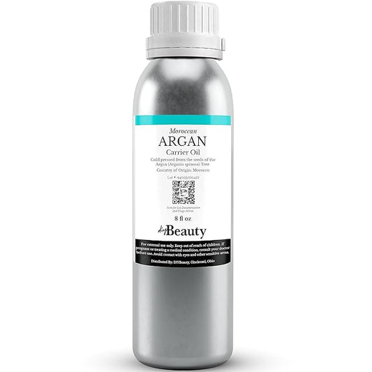 Bulk Argan Oil - 8 Fl Oz Large Size Bottle - Natural, Cold Pressed, 100 Percent Pure Argan Oil for Homemade Hair, Face and Skin Products - Light Aceite de Argan Carrier Oil