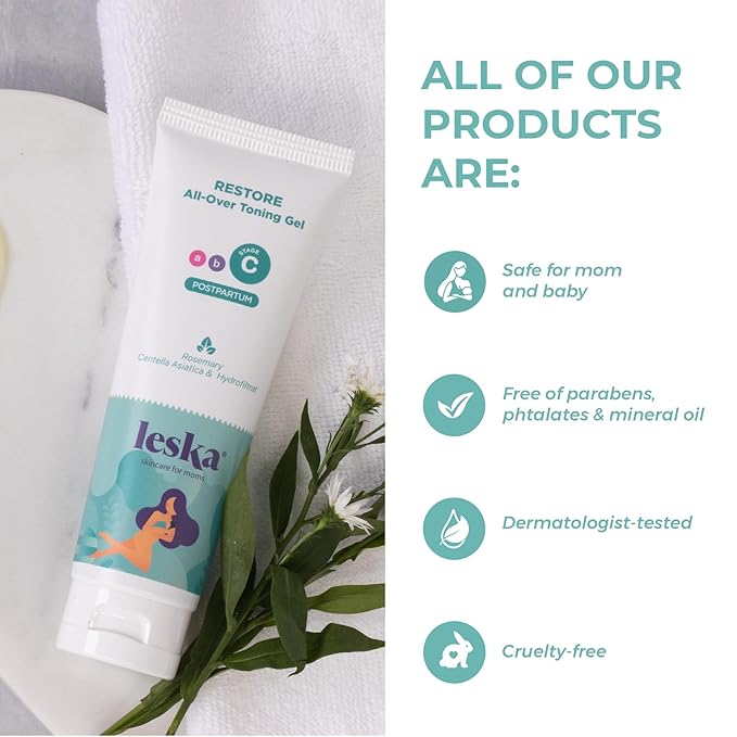 LESKA Maternity Post-Pregnancy Gel | STAGE C: RESTORE All-Over Toning Gel (Postpartum) | Part of a Complete 3 Part Pregnancy Skin Care System | New Mom Gifts (4oz)