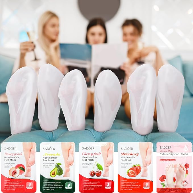 48 Pcs Fruits Foot Mask Bulk Hydrating Moisturizing Socks Feet Peeling Mask for Dry Cracked Aloe Foot Care for Spa Day Kit Beauty Relaxation Gift for Women