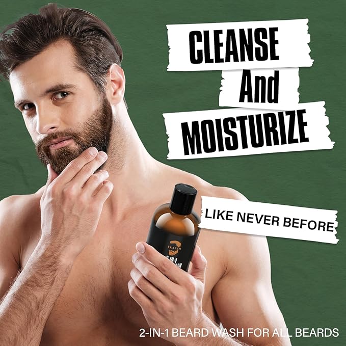 2-in-1 Beard Wash & Conditioner – Softens & Hydrates Dry, Coarse Beards for Effortless Styling – Cleanses & Conditions for Healthier, Fuller Facial Hair – Fresh Timber Scent – 8.45 fl oz