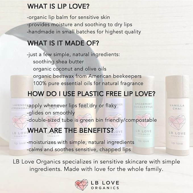 Plastic Free Lip Love | Jumbo Organic Lip Balm | Organic Beeswax and Plant Based | Zero Waste Natural Lip Balm (Orange Cream)
