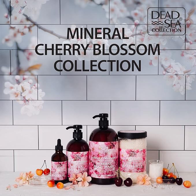 Dead Sea Collection Body Oil for Dry Skin - Cherry Blossom & Vitamin E, A, D Moisturizing Oil - Anti-Aging and Skin Elasticity Support - (4 fl.oz)